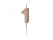 Свещичка цвят розово злато, цифра 1 /Pd/