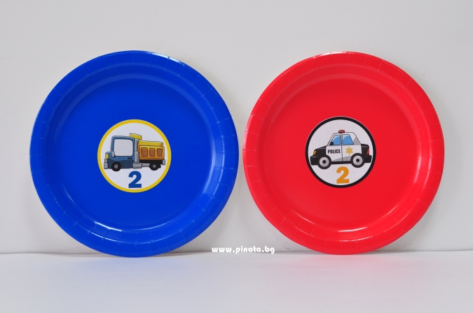 Персонализирана хартиена парти чинийка Транспортни средства, 6бр. пакет