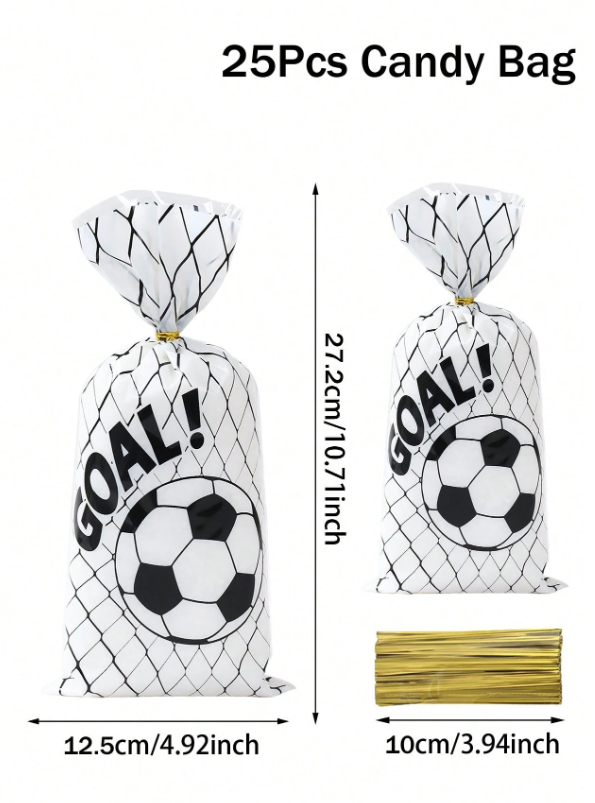 Подаръчни торбички, пликове за сладки Футбол,12х27см, 25 бр. в опаковка /Ch/
