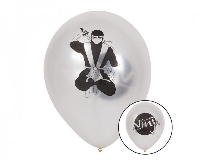 Комплект балони с печат Нинджа, 25 см, 6 бр. в опаковка /Gd/