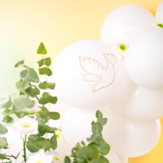Балон Гълъб, кръщение, диаметър 30 см, 10 бр. в пакет /Pp/