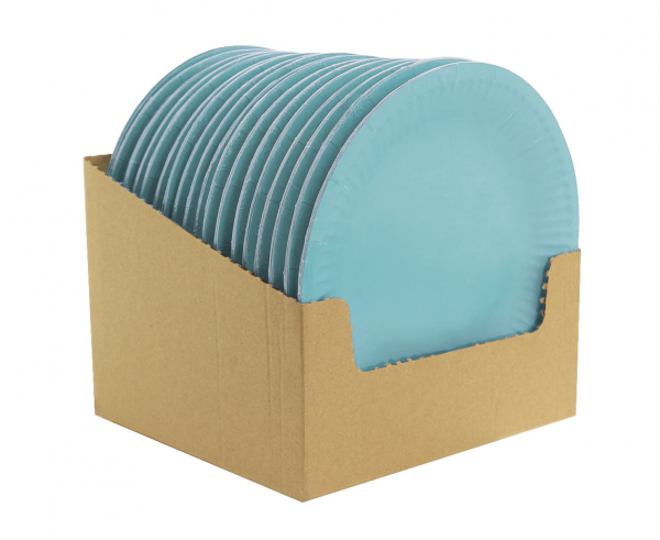 Хартиена парти чинийка цвят светло син, 18 см 6 бр. в опаковка /Gd/