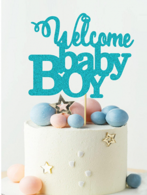 Декорация за торта с текст Welcome Baby Boy /Ch/