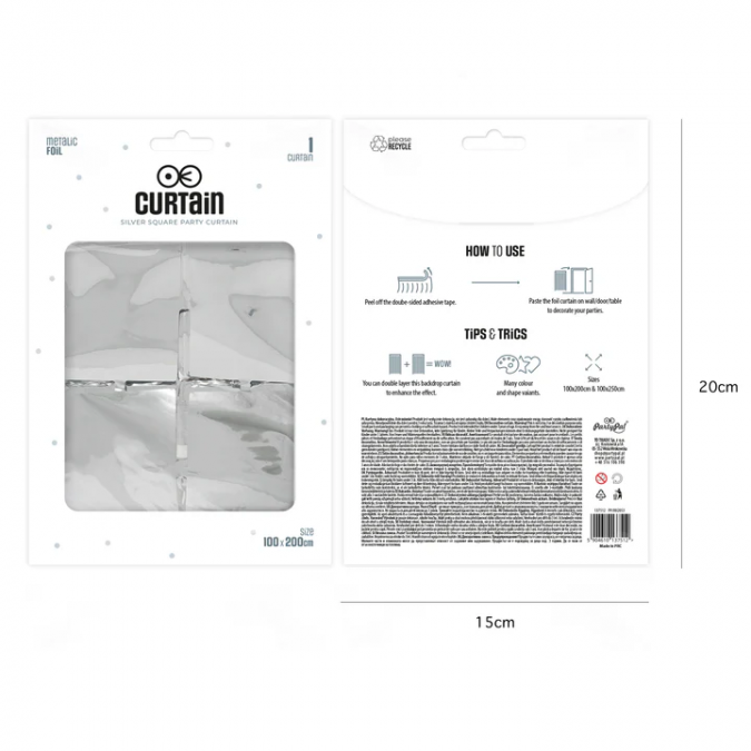 Ресни за фонова декорация - фолио, цвят сребро, 100х200см /Pp/