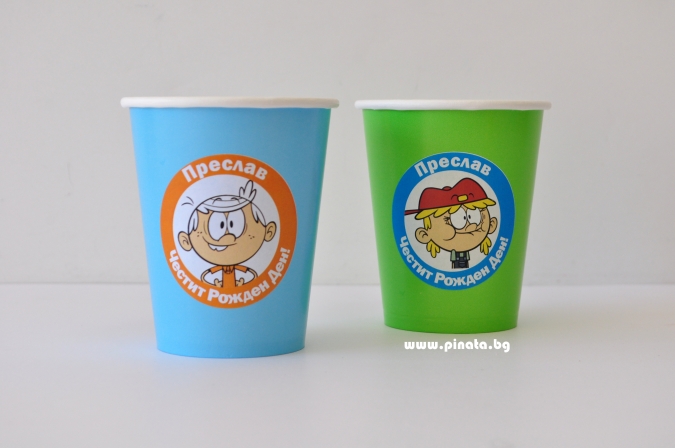 Персонализирана хартиена парти чашка 250 мл Къщата на Шумникови, 6 бр. пакет