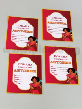 Персонализирана покана за рожден ден  Елена от Авалор, 6 бр. пакет