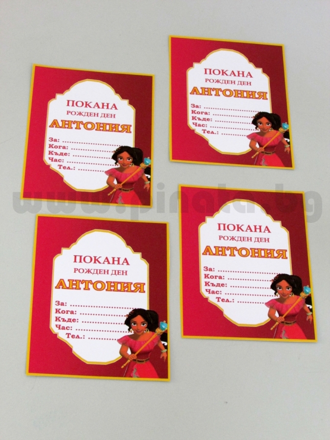 Персонализирана покана за рожден ден  Елена от Авалор, 6 бр. пакет