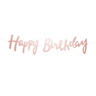 Банер гирлянд с текст Happy Birthday, 1,5м с блестящи букви цвят розово злато /Pp/