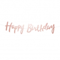 Банер гирлянд с текст Happy Birthday, 1,5м с блестящи букви цвят розово злато /Pp/