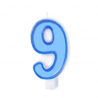 Свещичка цвят син, цифра 9 /Pp/