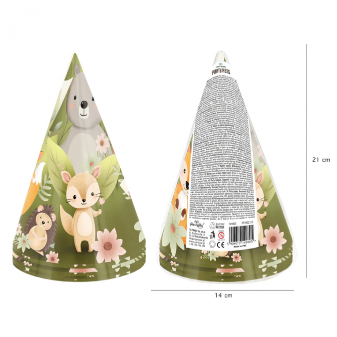 Парти шапка Горски животни, 6 бр. в опаковка /Pp/