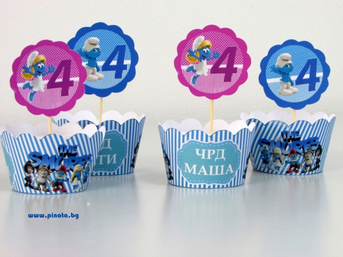 Топер за мъфини Смърфовете, 6 бр. в опаковка