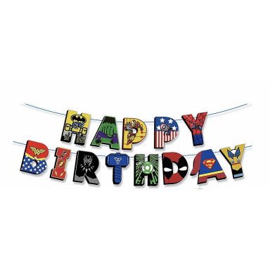 Банер гирлянд Отмъстителите/Avengers, Happy Birthday, 2,5м. /Pe/