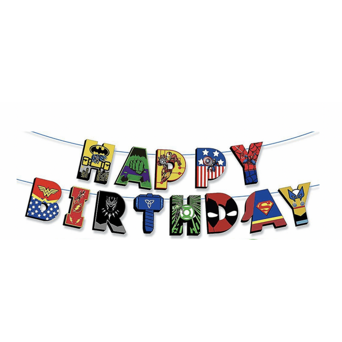 Банер гирлянд Отмъстителите/Avengers, Happy Birthday, 2,5м. /Pe/
