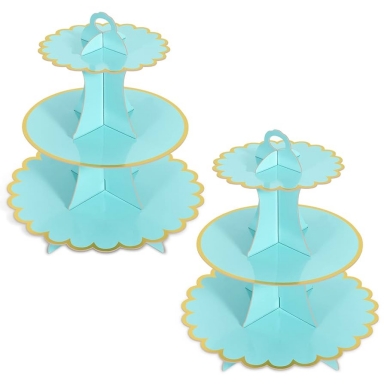 Стойка за мъфини синя със златен блестящ кант /Gx/