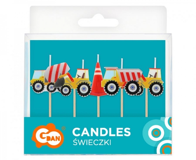 Свещички за рожден ден Строителни машини, трактор, камион, бетоновоз, 5 броя /Gd/