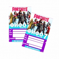 Персонализирана покана за рожден ден  Фортнайт, 6 бр. пакет