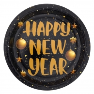 Хартиена парти чинийка Честита Нова Година / Happy New Year, 6 бр. в опаковка /mb/