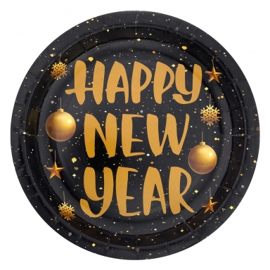 Хартиена парти чинийка Честита Нова Година / Happy New Year, 6 бр. в опаковка /mb/