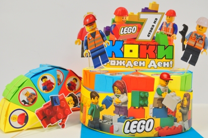 3Д Хартиена торта с декорация и персонализация Лего Конструктор