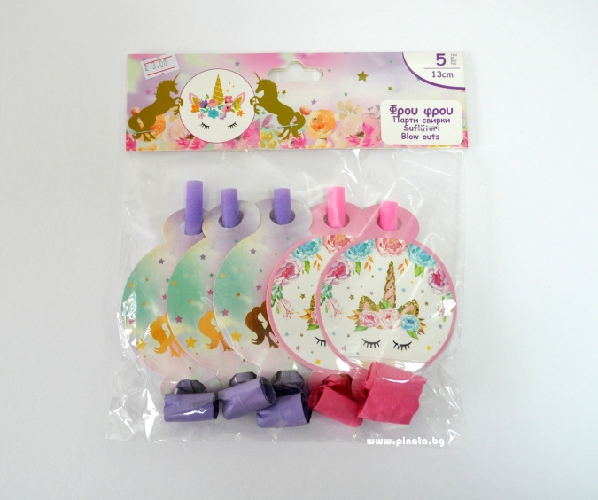 Парти свирки Еднорог, 5 бр. в пакет