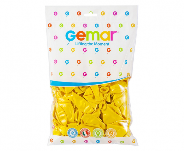 Балон жълт металик, диаметър 26 см, 10 бр. в пакет Gemar GM 90 #030 /Uk/