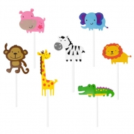 Топер за мъфини Сафари, слонче, лъв, зебра, крокодил, жираф, 7 бр. /Pp/