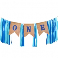 Банер гирлянд с панделки и текст One / Първи рожден ден момче /Pp/