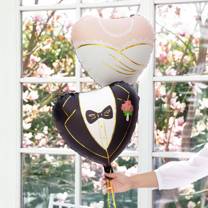 Фолиев балон Сърце, Булка, Младоженци 45см /Pp/