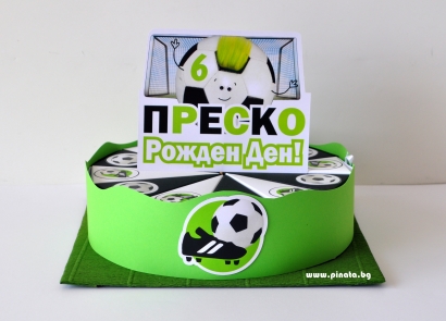Хартиена торта с тематична декорация и персонализация Футбол
