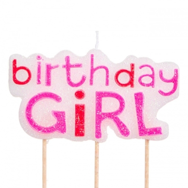 Свещички надпис Рожден ден Момиче / Birthday Girl, розови /mb/