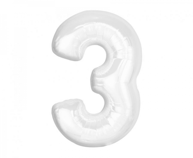Фолиев балон цифра 5, цвят бял, 92 см /Gd/
