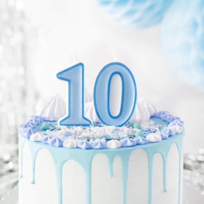 Свещичка цвят син, цифра 1 /Pp/