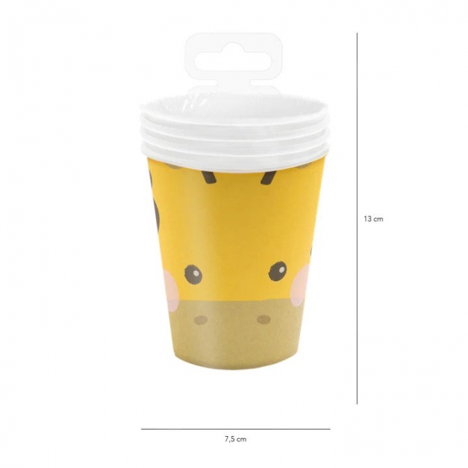 Хартиена парти чашка Сафари, жираф, панда, зебра, тигър, 220 мл, 6 бр. в опаковка /Pp/