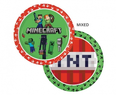 Хартиена чинийка Майнкрафт ТНТ / Minecraft TNT, 23 см, две визии, 8 бр. /Gd/