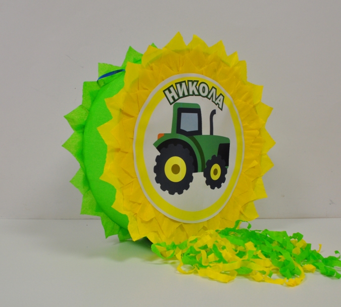 Пинята Трактор, две лица 40х40 см