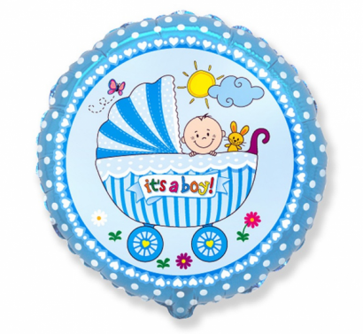 Фолиев балон Бебе момче количка / Baby Buggy Boy 40 см, Flexmetal /Gd/