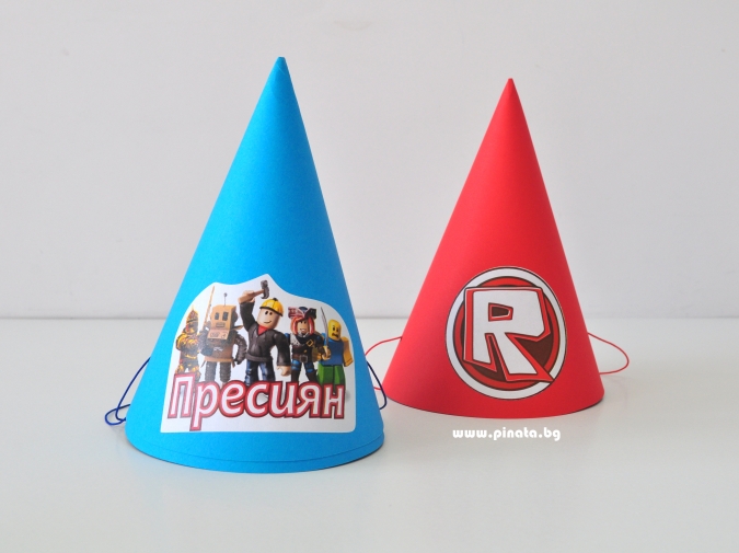 Персонализирана парти шапка Роблокс, 3 бр. в пакет