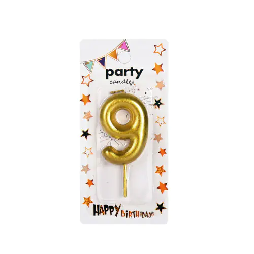 Свещичка металик цвят злато, цифра 8 /Km/