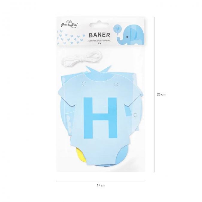 Банер гирлянд , честито бебе, момче, синьо слонче 3,00 м дължина /Pp/