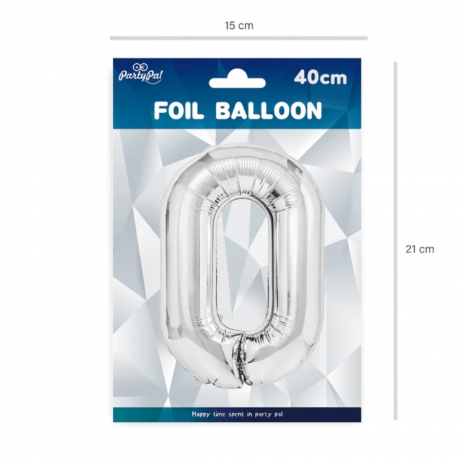 Фолиев балон цифра 4, цвят сребърен, 40см /Pp/