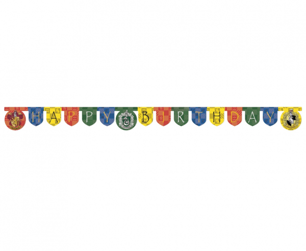 Банер гирлянд за декорация Хари Потър с текст Happy Birthday, 2,00 м дължина /Gd/