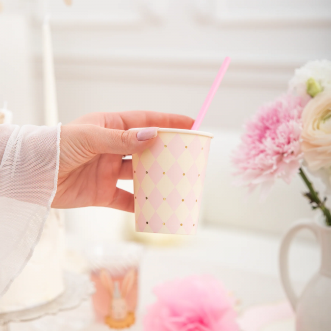 Хартиена чашка Бебе момиче ромбоиди, 270 мл, 6 бр. в опаковка /Pp/