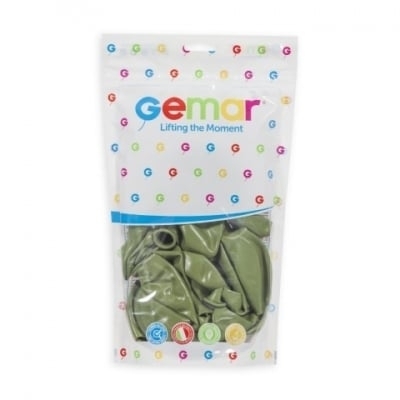 Балон цвят Маслинено зелен, Olive, диаметър 30 см, 100 бр. в пакет, Gemar G110 #098 /Uk/