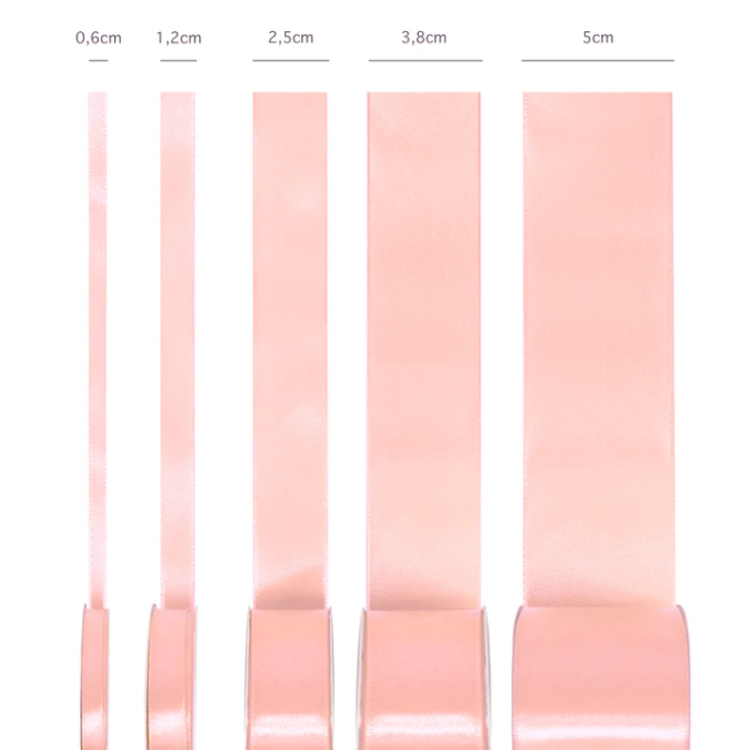 Сатенена лента, цвят бебешко розов, 0,6х23м /Pp/