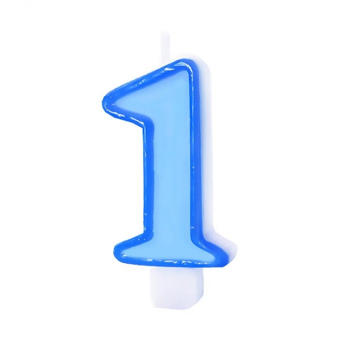 Свещичка цвят син, цифра 6 /Pp/