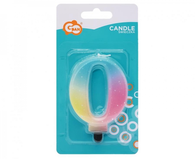 Свещичка цвят пастел дъга, цифра 0 /Gd/