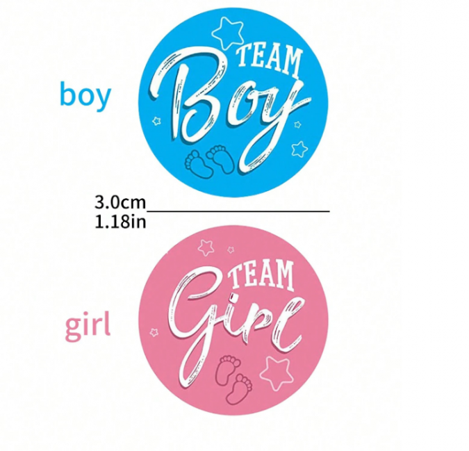 Стикери за разкриване на пола, сини, Team Boy, 12бр /Ch/