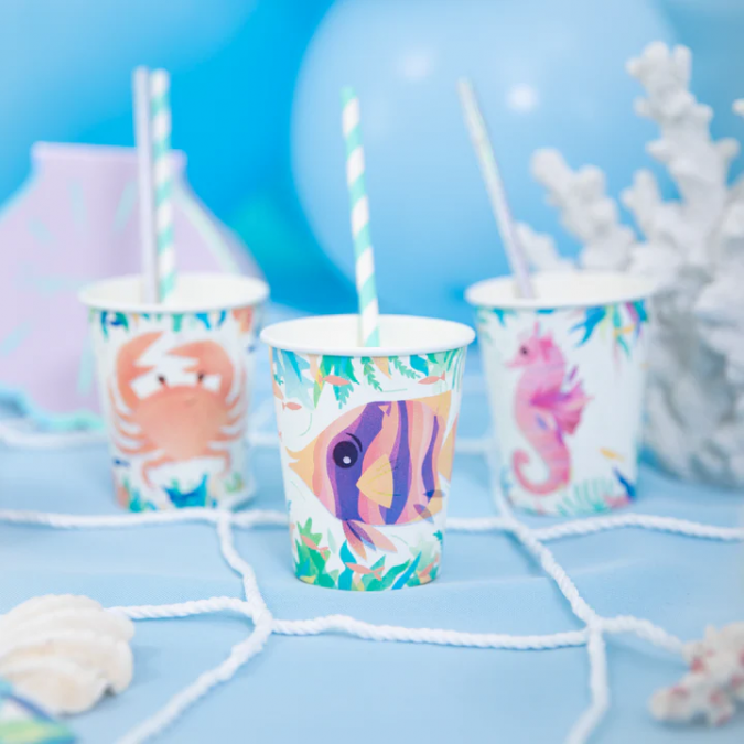 Хартиена парти чашка Океан, подводен свят, Русалка, 220 мл, 6 бр. в опаковка /Pp/
