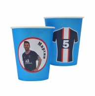 Персонализирана хартиена парти чашка 250 мл Лео Меси / ПСЖ, 6 бр. пакет
